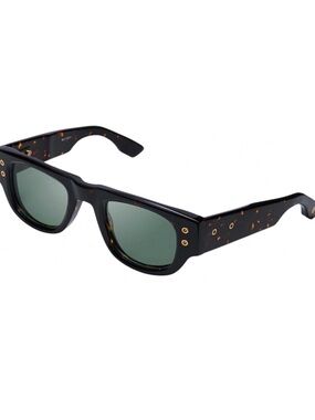 DITA Black Tortoise Frame Sunglasses with Green Lenses